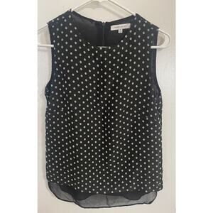 Rose +‎ Olive Shirt Womens XS Black & White Back Zip Lined Sleeveless Top (g)